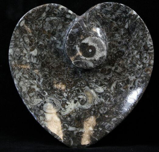 Heart Shaped Fossil Goniatite Dish #39322